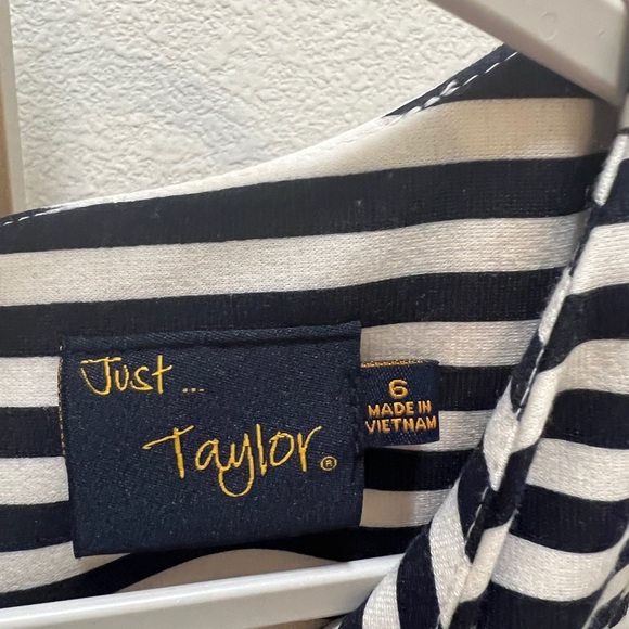 Just Taylor black & white striped pink & yellow floral dress size 6 - Picture 4 of 10